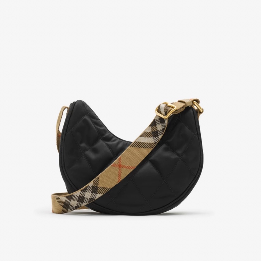 Burberry Black Quilted Crossbody Bag with Vintage Check Strap - Picture 8 of 9